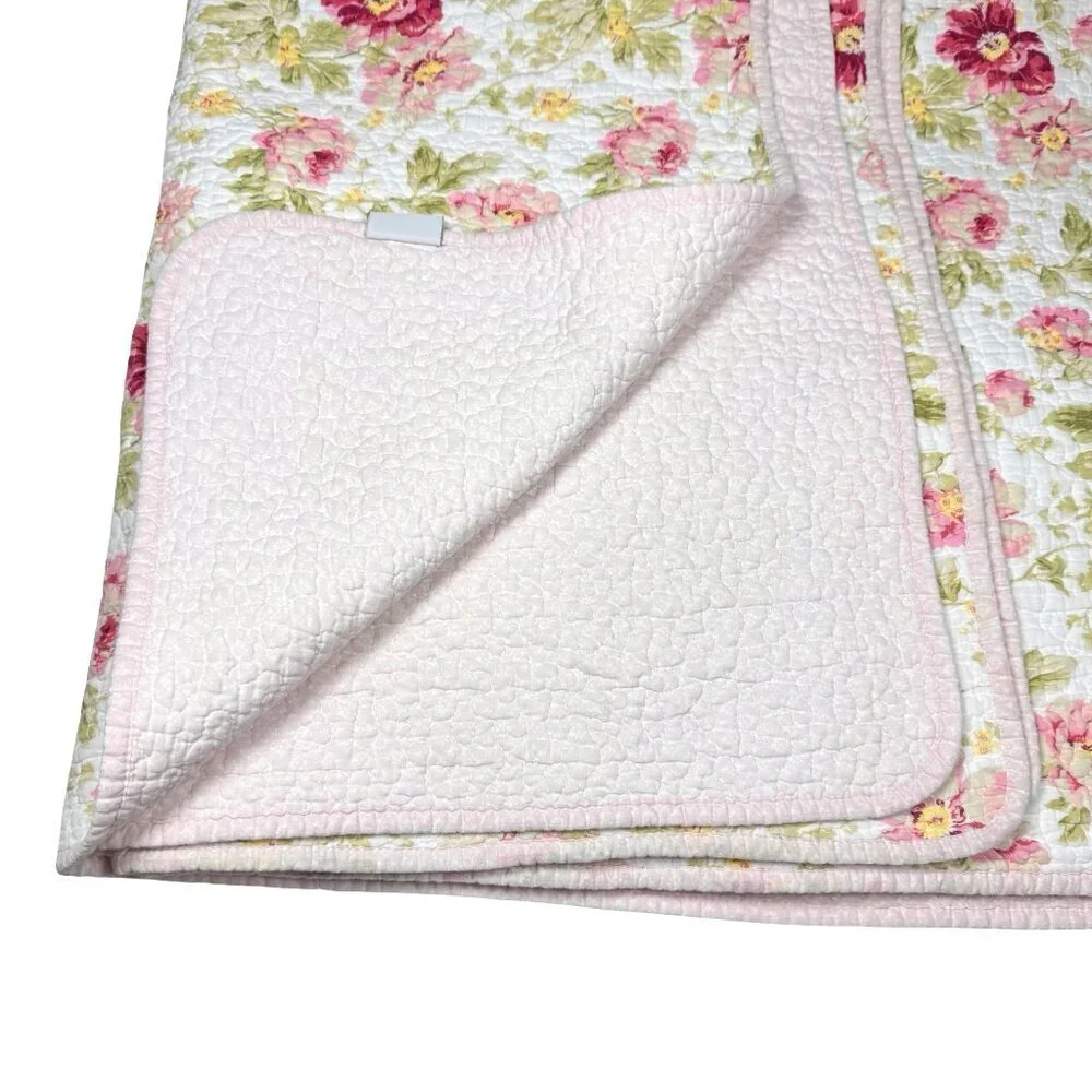 VTG Laura Ashley Reversible Floral Quilt Bedspread Coverlet Queen Cottage Boho